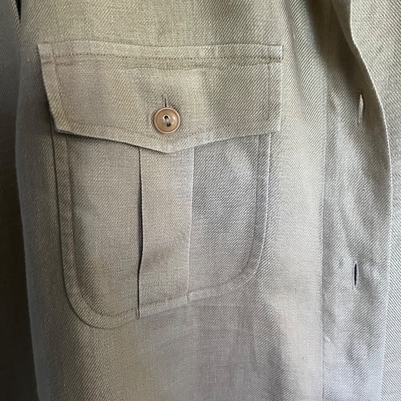 Lauren Ralph Lauren Tan Linen Long Sleeve Button Up Top Blouse Plus Size 16 - Picture 4 of 9